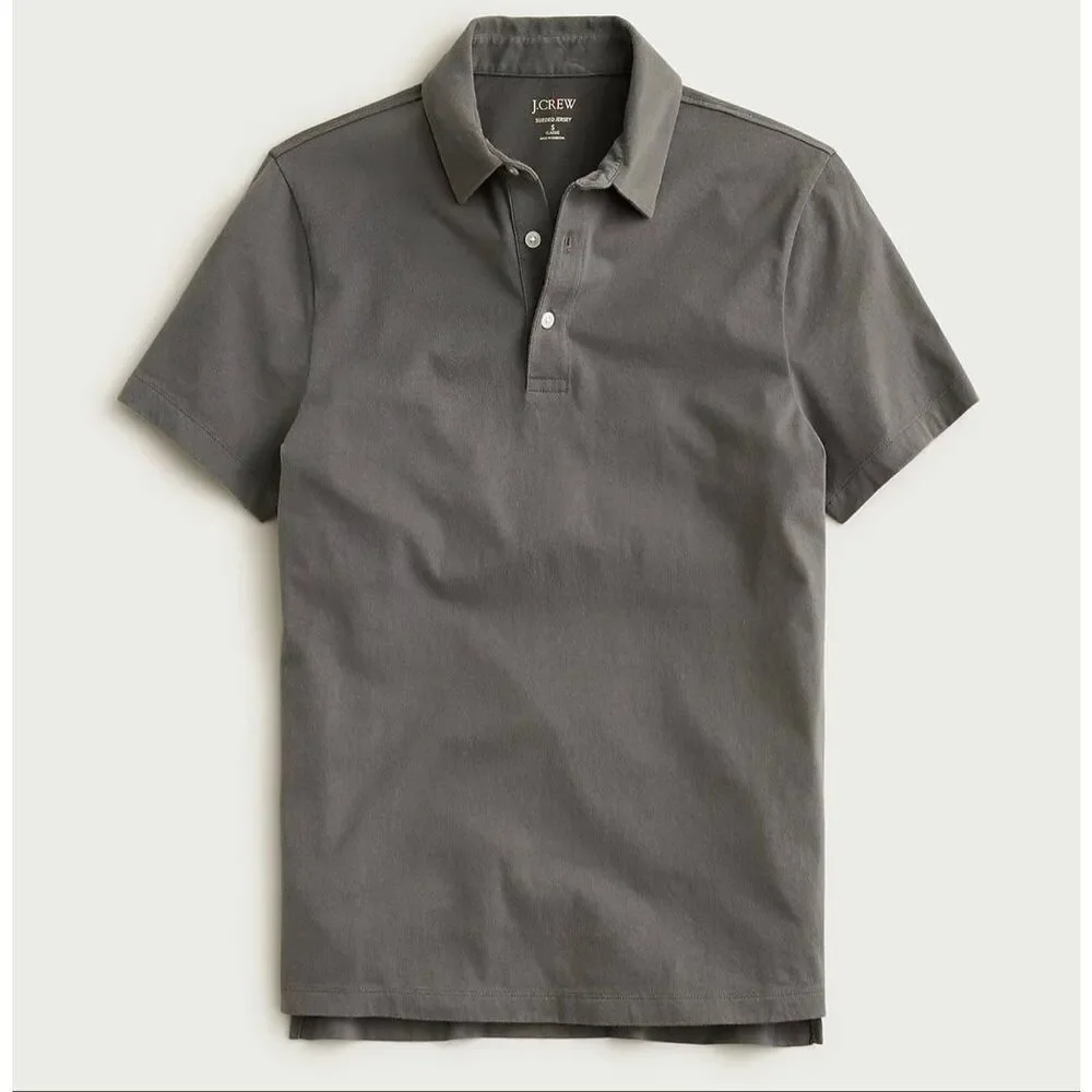 J. Crew Sueded cotton polo shirt in Heather River NWT size L
